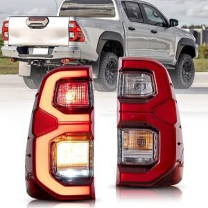 For Toyota Hilux 2015-2025 Vland Full LED Tail Lights RED Lens Rear Lamps L+R