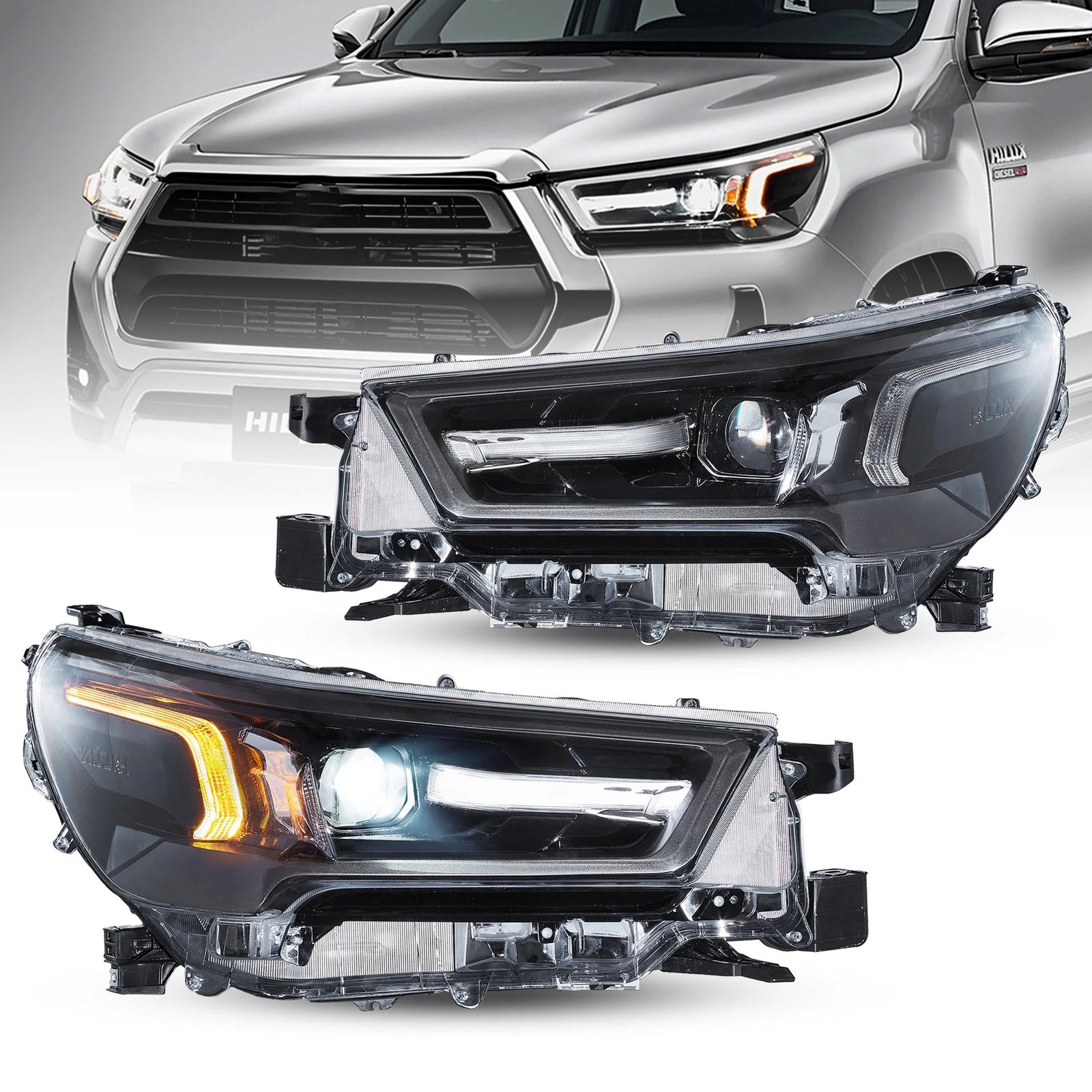 VLAND LED Headlights For Toyota Hilux Vigo TRD 2021-2025 8th Gen V2