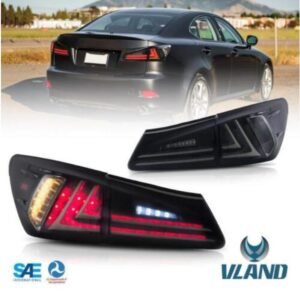 VLAND LED Tail Lights For 2006-2013 Lexus IS250 IS350 ISF Smoked Lens Rear Lamps