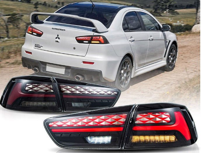 2Pcs LED Aftermarket Tail lights For 2008-2020 Mitsubishi Lancer EVO X Start-UP Animation
