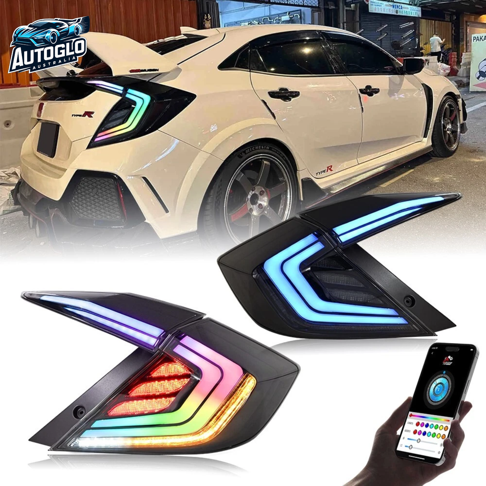 Autoglo Australia Honda Civic 10th Gen RGB Tail Lights 2016–2021