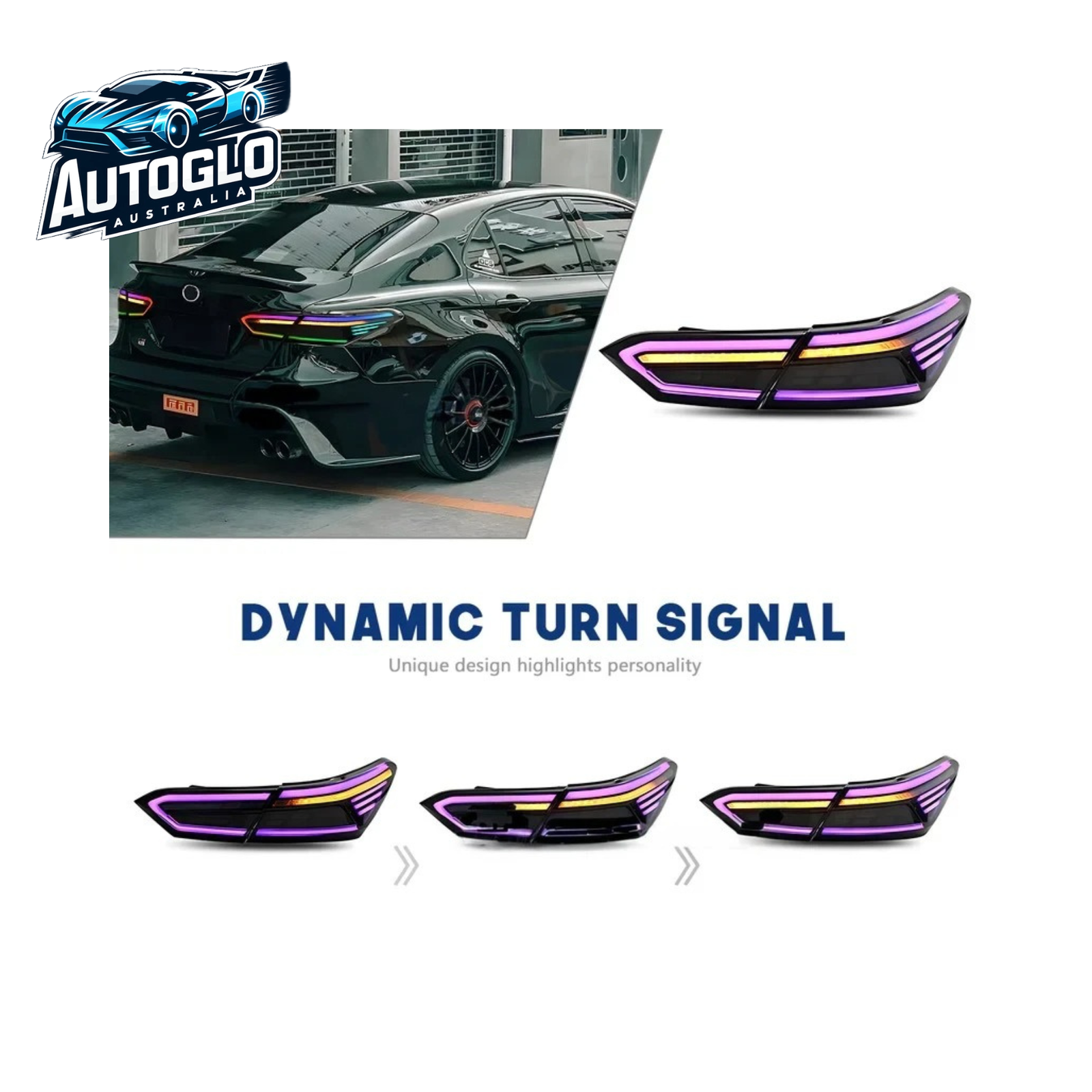 Autoglo Australia for Toyota Camry LED RGB Tail Lights 2018-2024 Rear Back Lamps