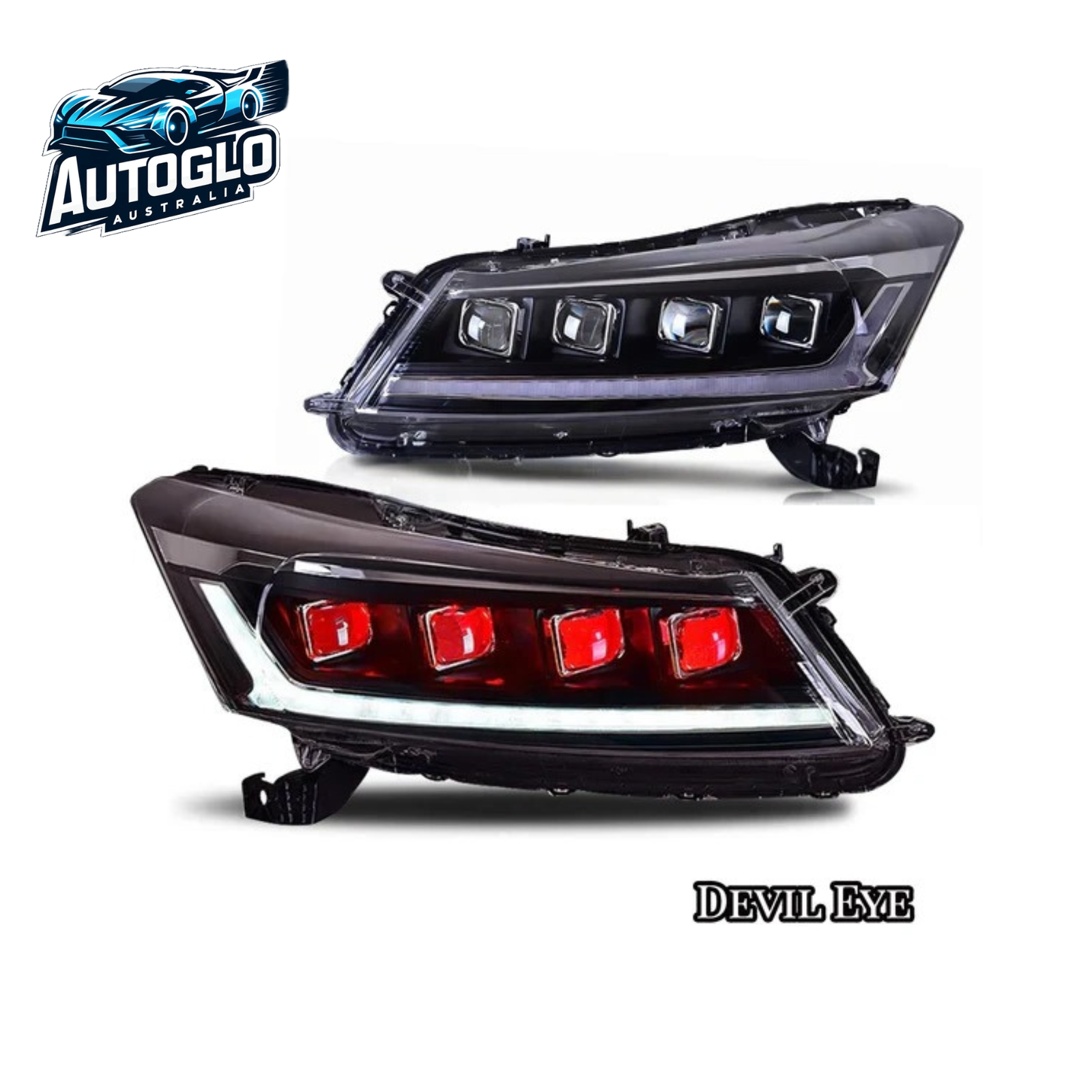 Autoglo Australia LED Headlights For 2008-2012 Honda Accord With Demon Eyes
