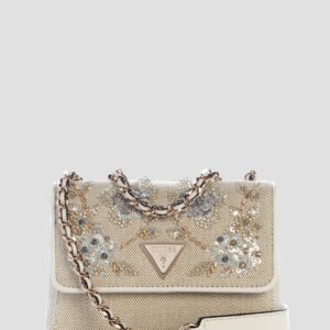 Beige floral giully mini convertible flap bag