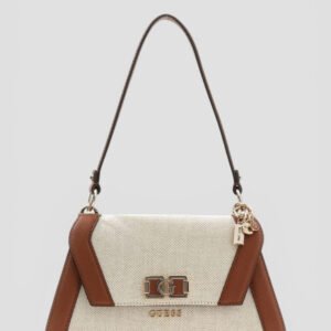 Natural cognac karnilla flap shoulder bag