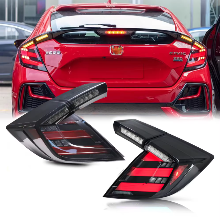 Autoglo Australia Smoked Fully LED Aftermarket Taillights For 2016-2021 Honda Civic Hatchback V1