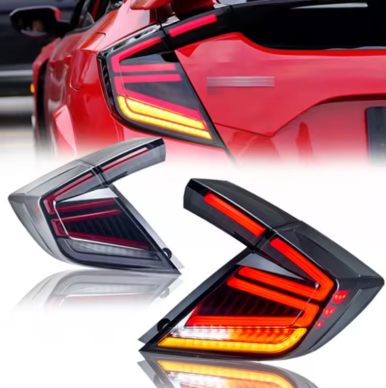 Autoglo Australia Smoked Fully LED Aftermarket Taillights For 2016-2021 Honda Civic Hatchback V2