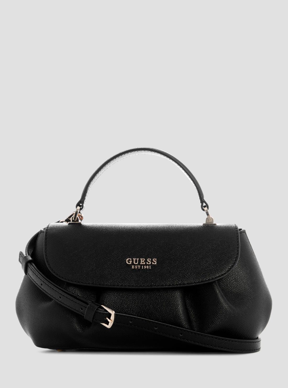 Black amorette top handle flap bag
