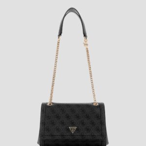 Black logo noelle convertible crossbody flap bag
