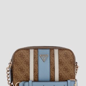 Brown blue noelle ii camera crossbody bag