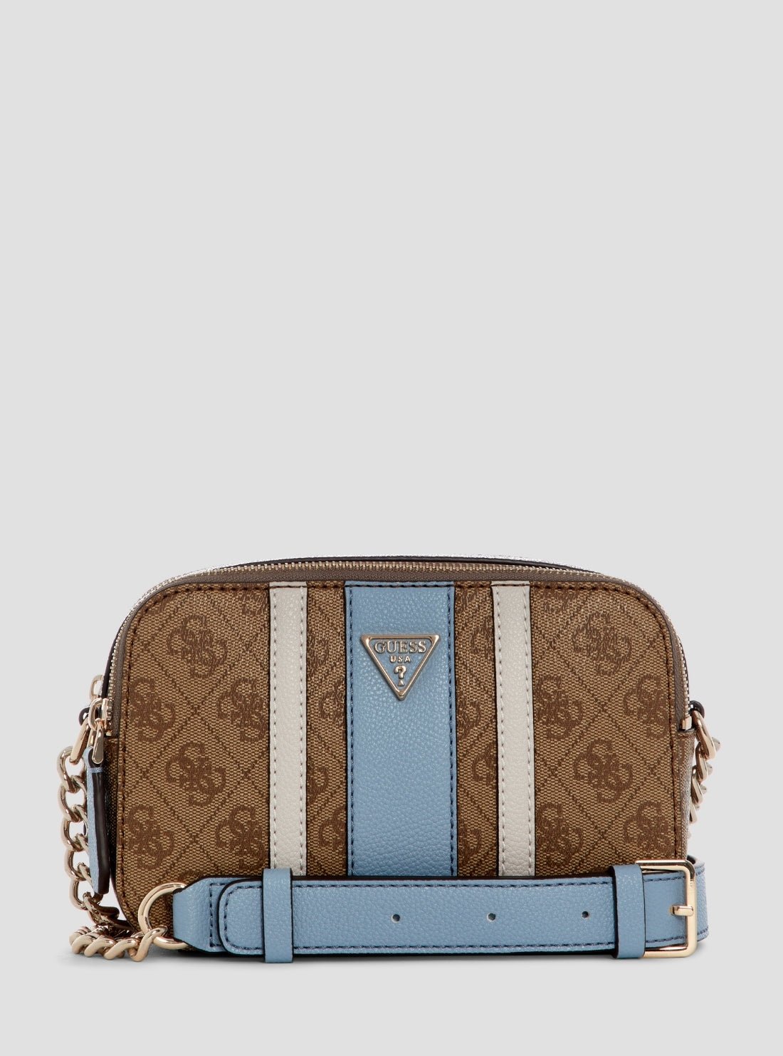 Brown blue noelle ii camera crossbody bag