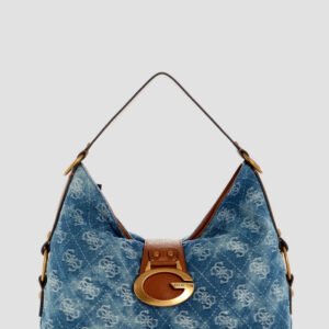 Denim logo camden shoulder bag