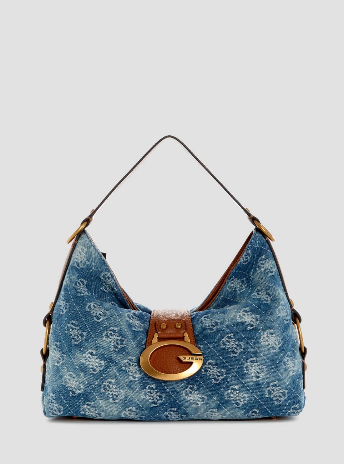 Denim logo camden shoulder bag