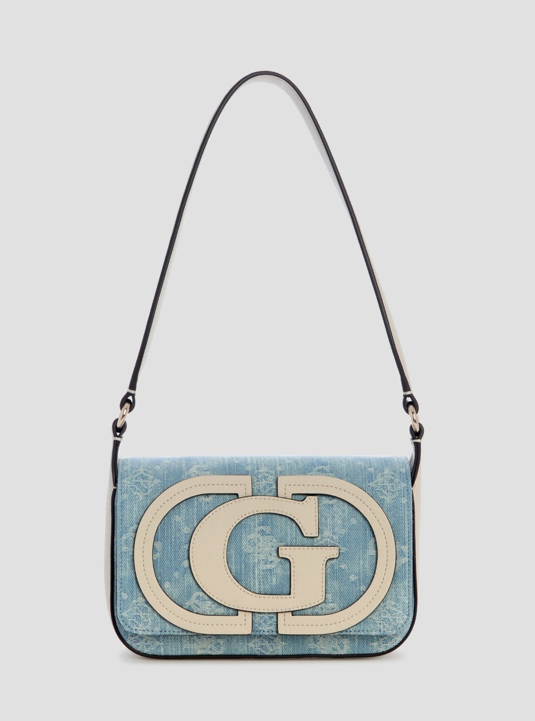 Denim logo ruby flap shoulder bag