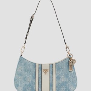 Denim logo noelle ii top zip shoulder bag