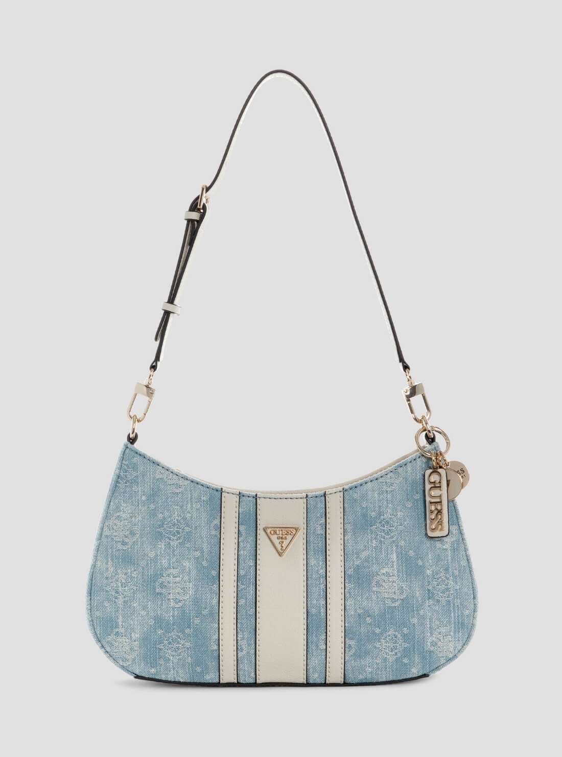 Denim logo noelle ii top zip shoulder bag
