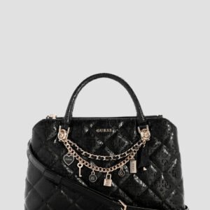 Black libby double compartment satchel bag