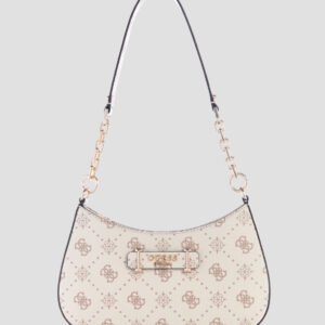 White logo carrie top zip shoulder bag