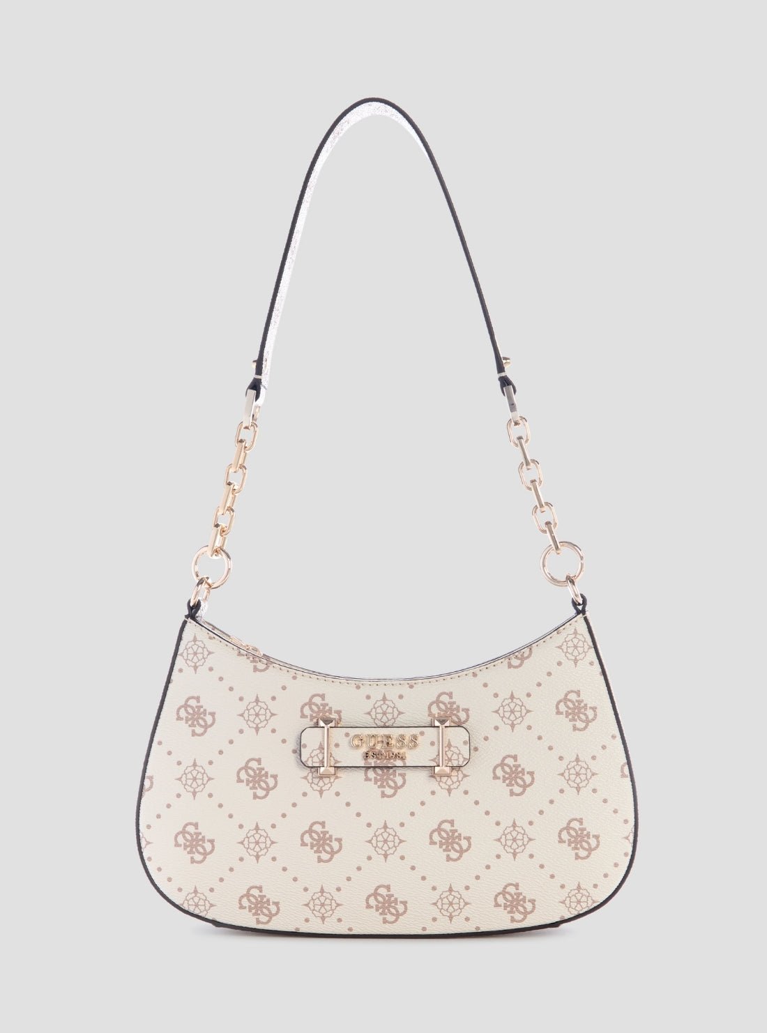 White logo carrie top zip shoulder bag