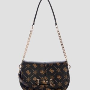 Brown logo carrie flap shoulder bag