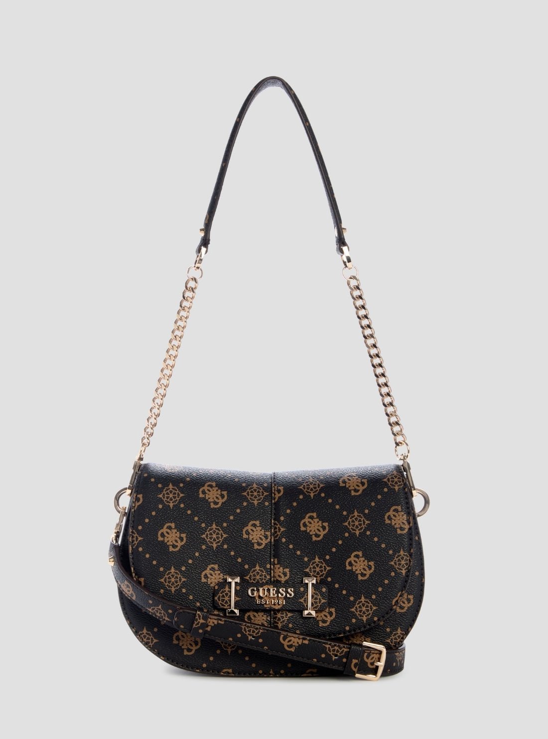 Brown logo carrie flap shoulder bag