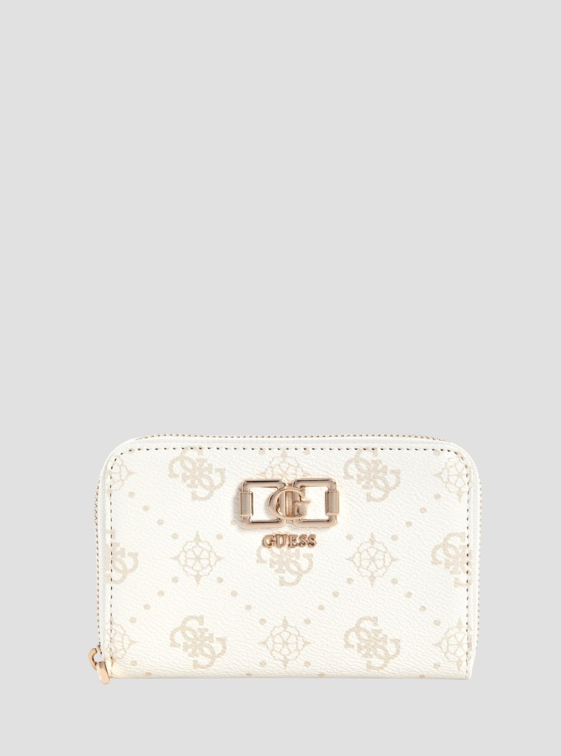 White logo emelie medium zip around wallet
