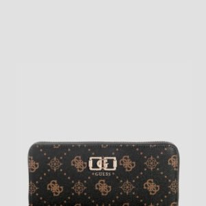 Brown logo emelie large zip around wallet
