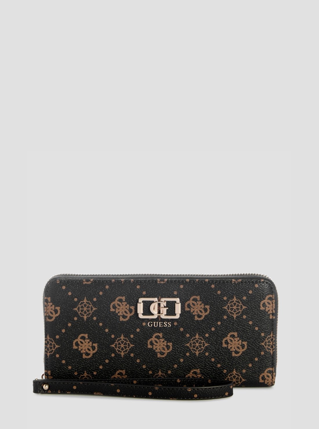 Brown logo emelie large zip around wallet