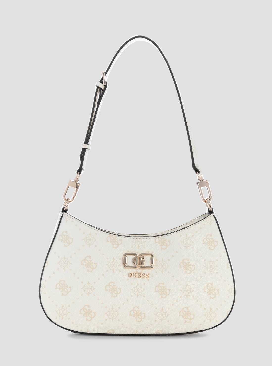 White logo emelie top zip shoulder bag