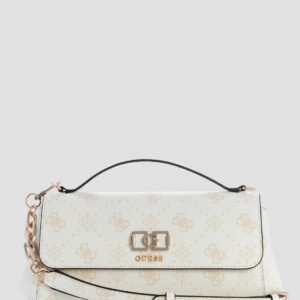 White logo emelie flap crossbody bag