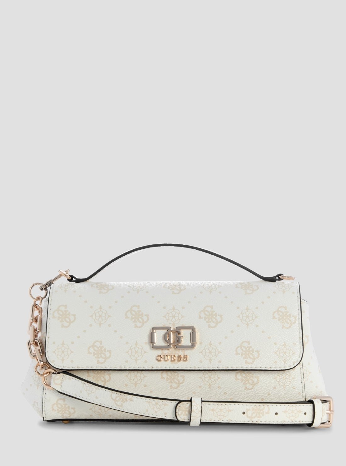 White logo emelie flap crossbody bag