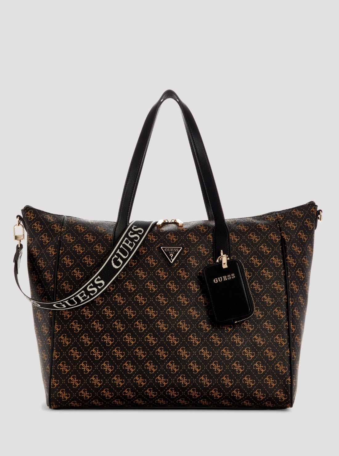 Brown logo latona carry-on large tote bag