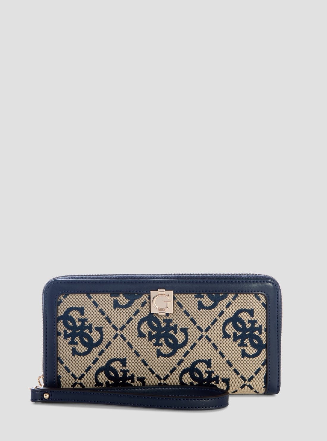 Navy logo audrey large zip around wallet