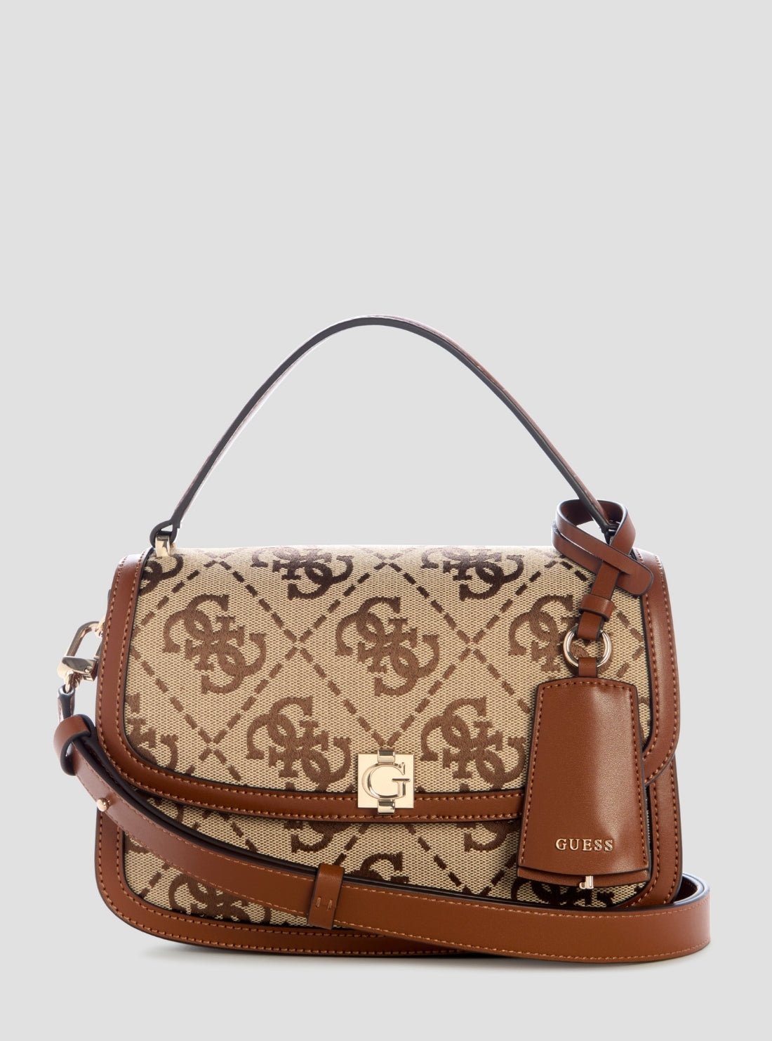 Brown logo audrey crossbody flap bag