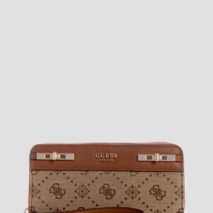 Brown logo melinda large zip around wallet