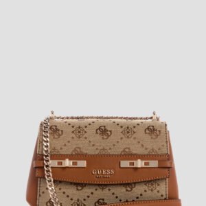 Brown logo melinda mini crossbody flap bag