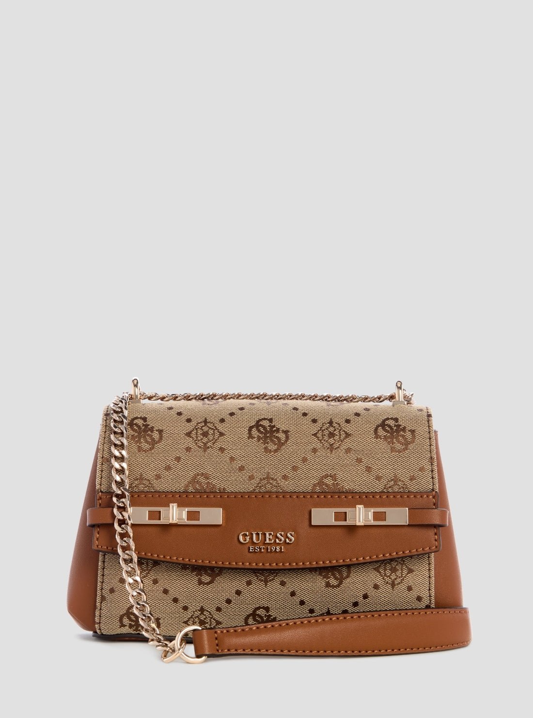 Brown logo melinda mini crossbody flap bag