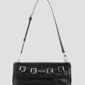 Black dovie flap shoulder bag