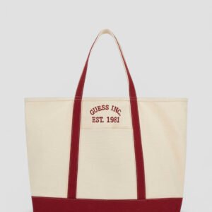 Natural red summerline extra large tote bag