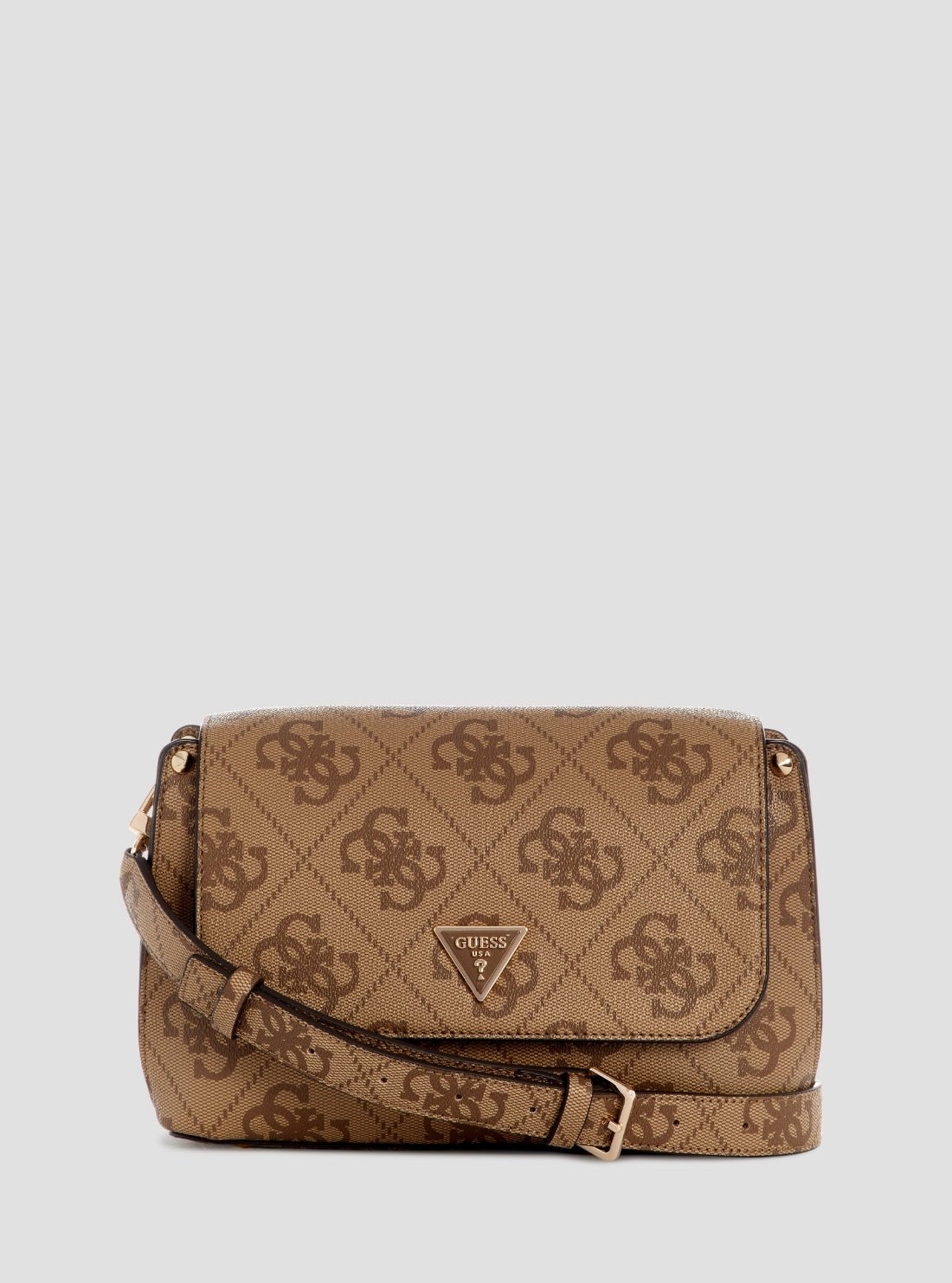 Brown logo meridian ii flap crossbody bag