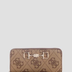 Brown logo janie large zip around wallet