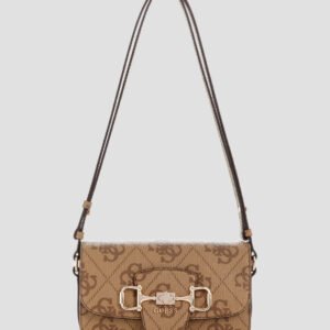 Brown logo janie convertible crossbody flap bag