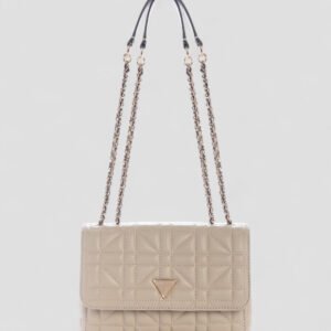 Light taupe edita convertible crossbody flap bag