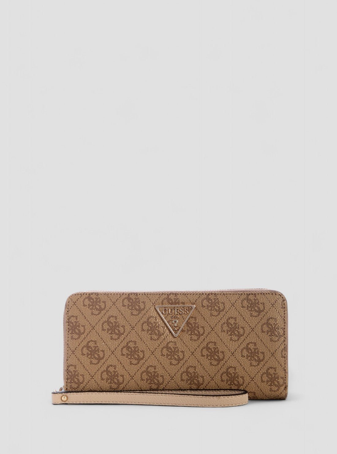 Brown logo laurel large zip around wallet