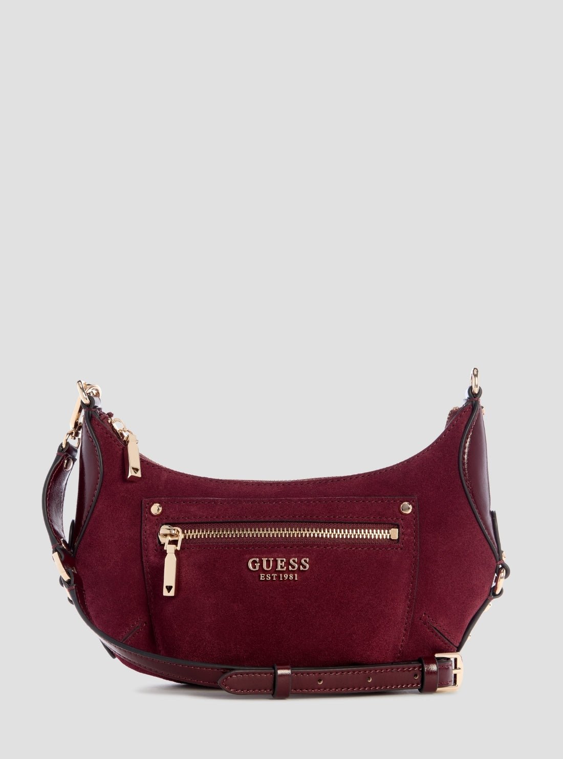 Red marsha suede mini crossbody bag