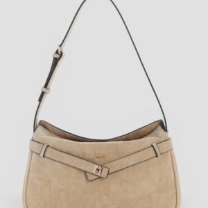 Taupe ella faux-suede shoulder bag