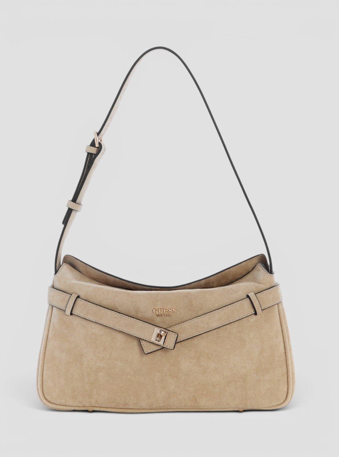 Taupe ella faux-suede shoulder bag