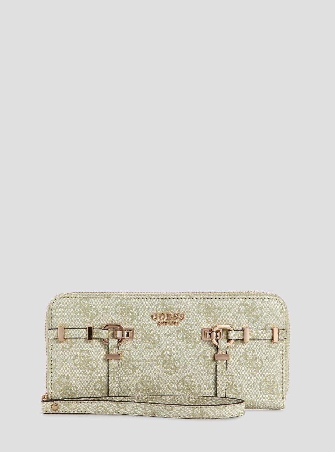 Green logo leona large zip-around wallet
