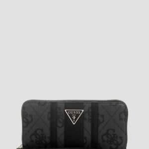 Black logo laurel ii large zip around wallet