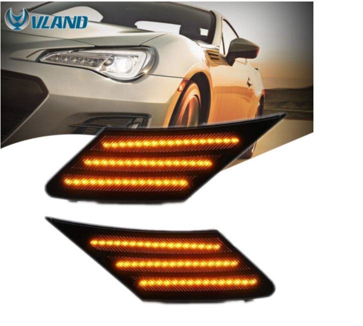Black LED Side Marker Lights For 13-20 Subaru BRZ FR-S GT86 w/Sequential Signal